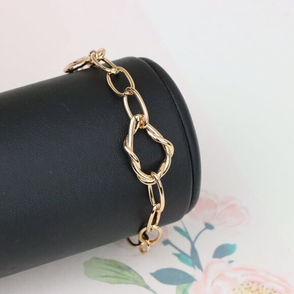 "Chunky Twisted Chain Rose Gold Bracelet with Adjustable Length, XPBL1141 - Picture 5 of 12